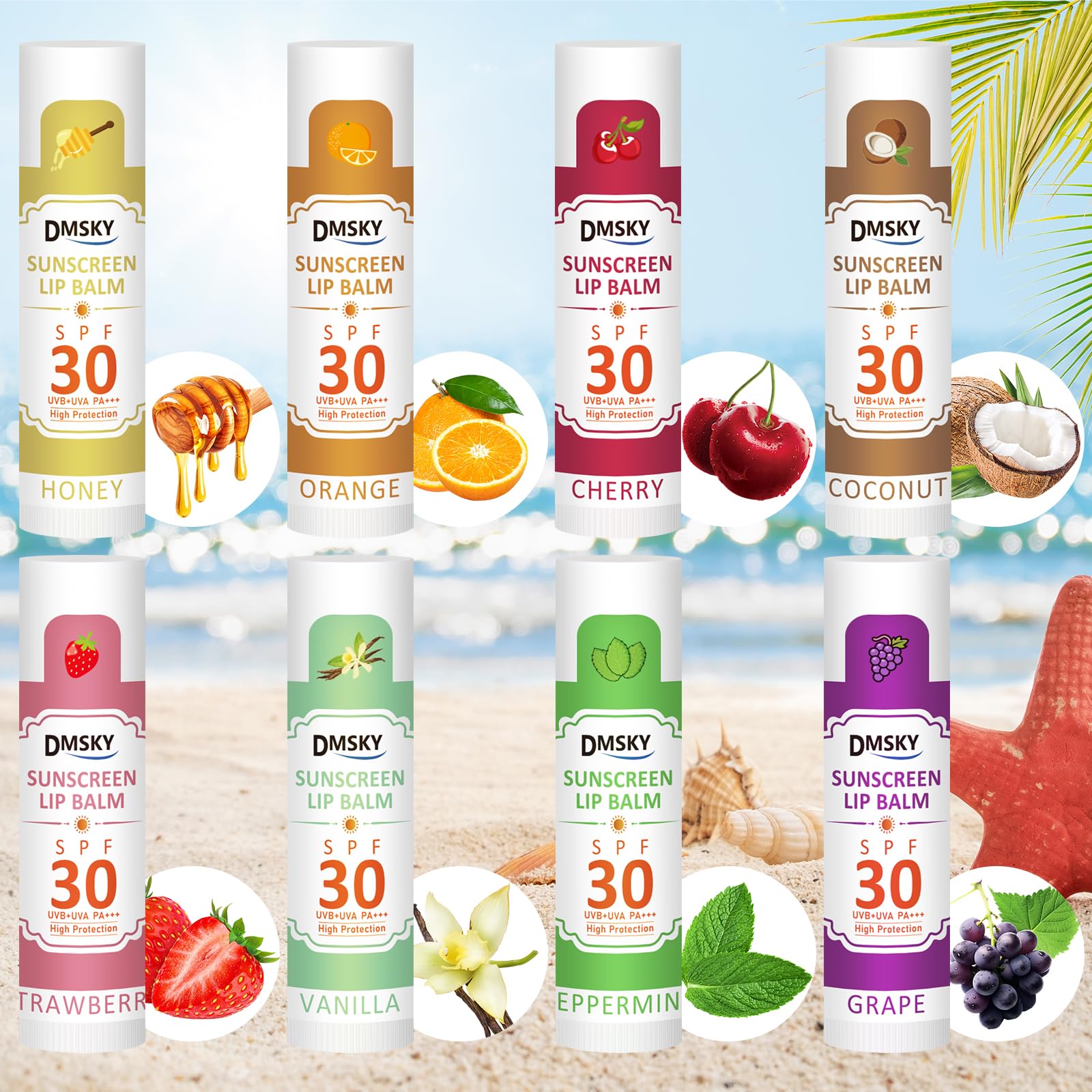 Dmsky sunscreen lip balm 16 pack packaging display