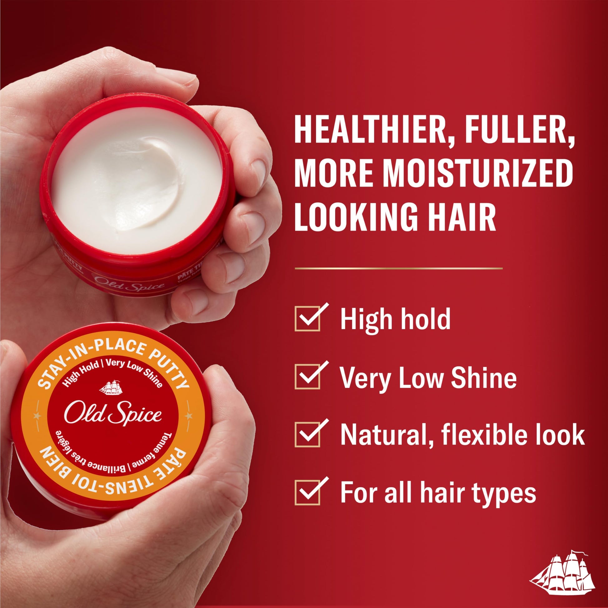 Old Spice men hair styling putty texture display