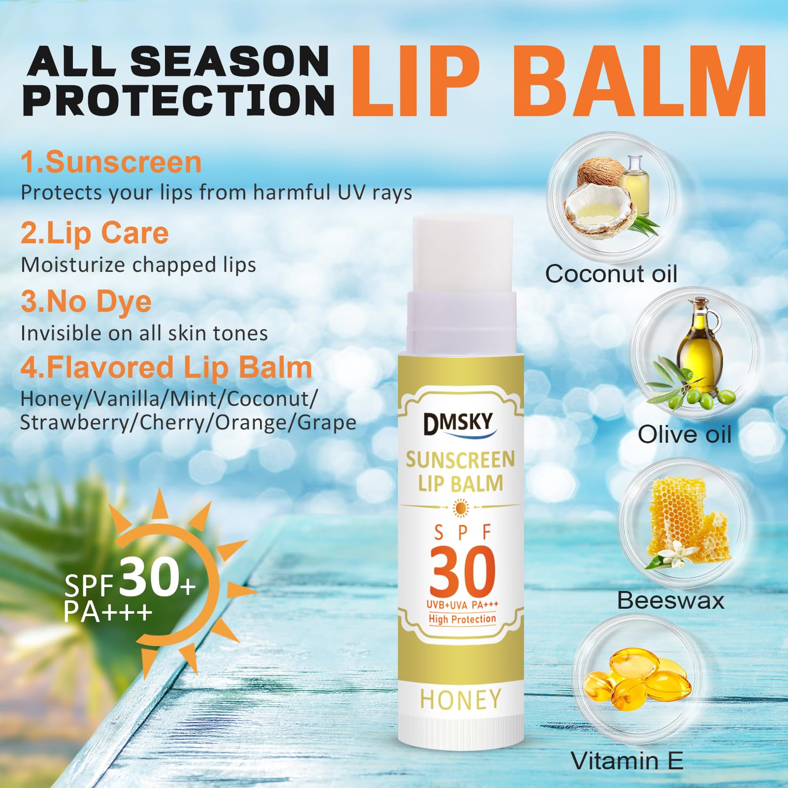 Dmsky lip balm assortment of 8 flavors in 16 pack