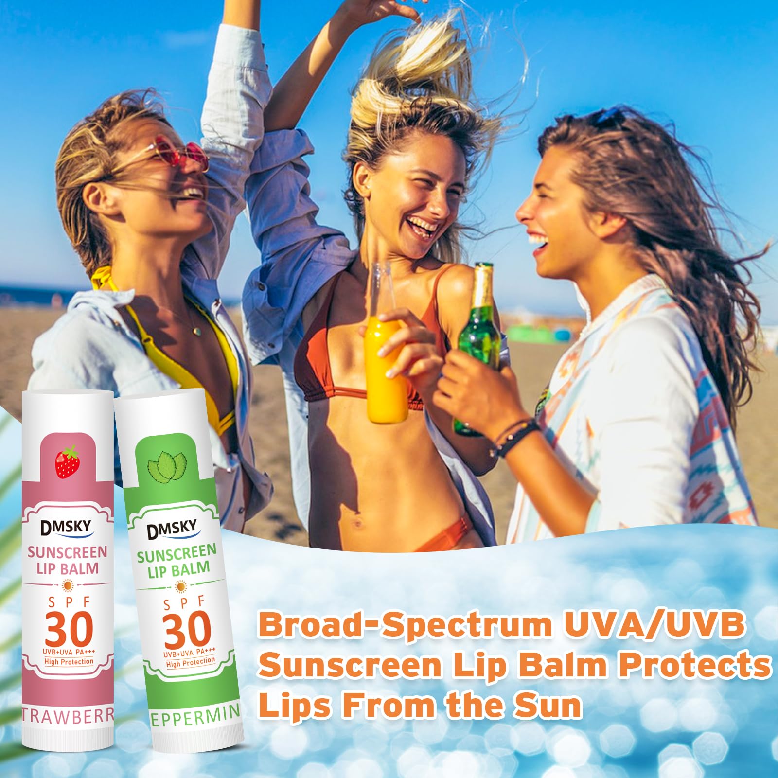 Back of packaging showing Dmsky SPF 30 ingredients and details