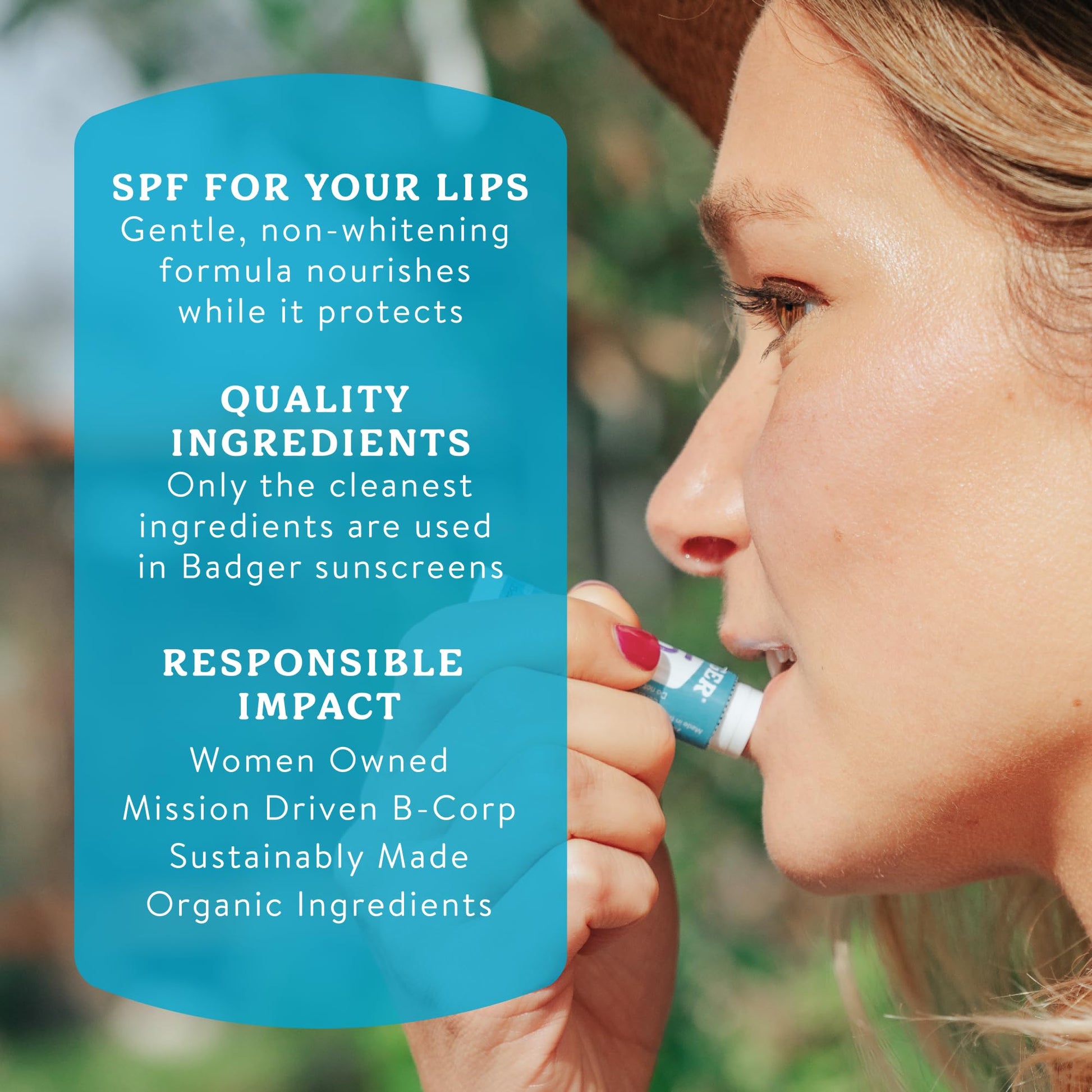 Back of packaging showing Badger sunscreen details