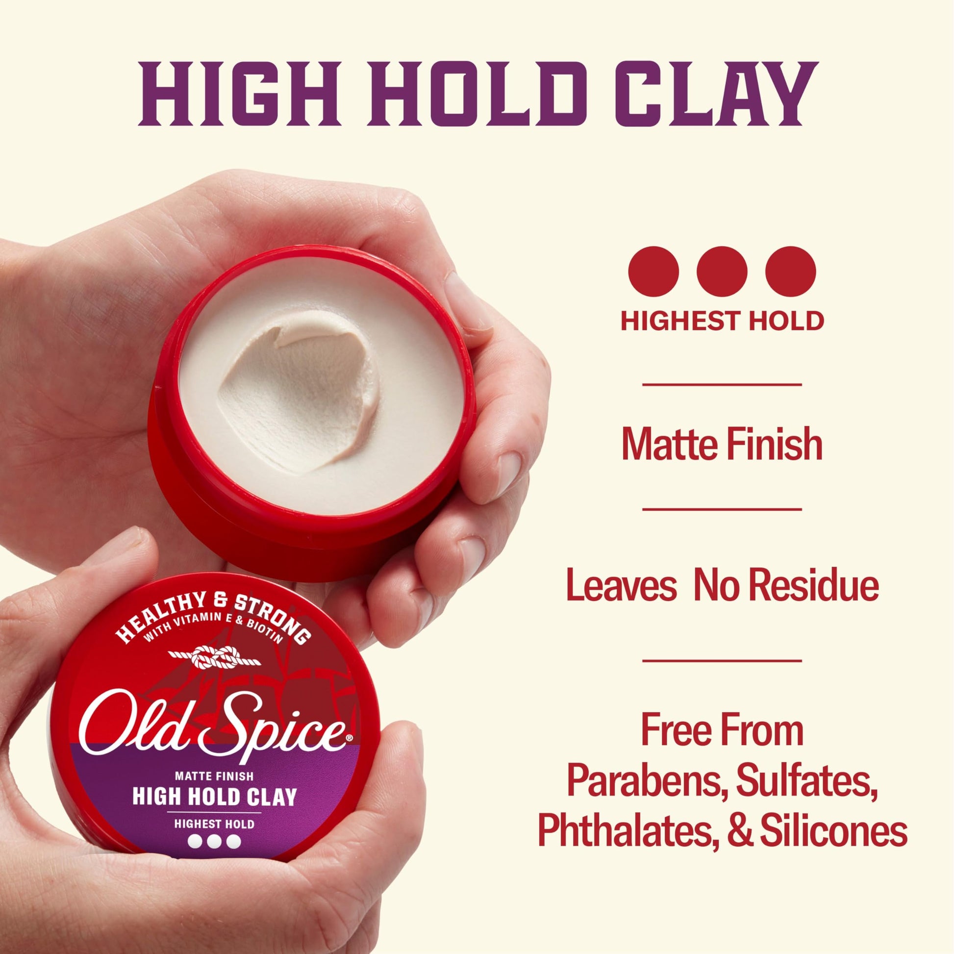 Old Spice Vitamin E and Biotin hair clay packaging