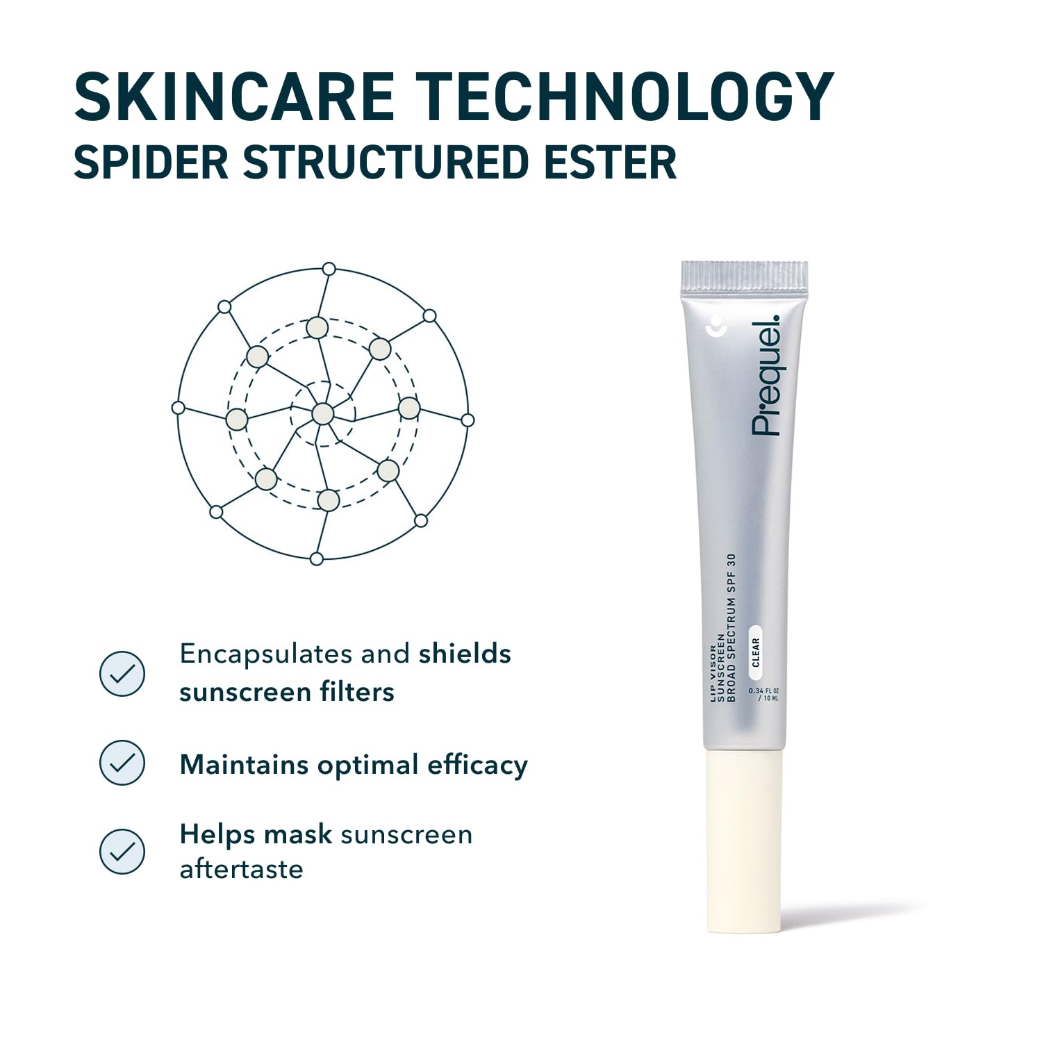 Prequel Skin Lip Visor SPF 30 tube branding and cap detail