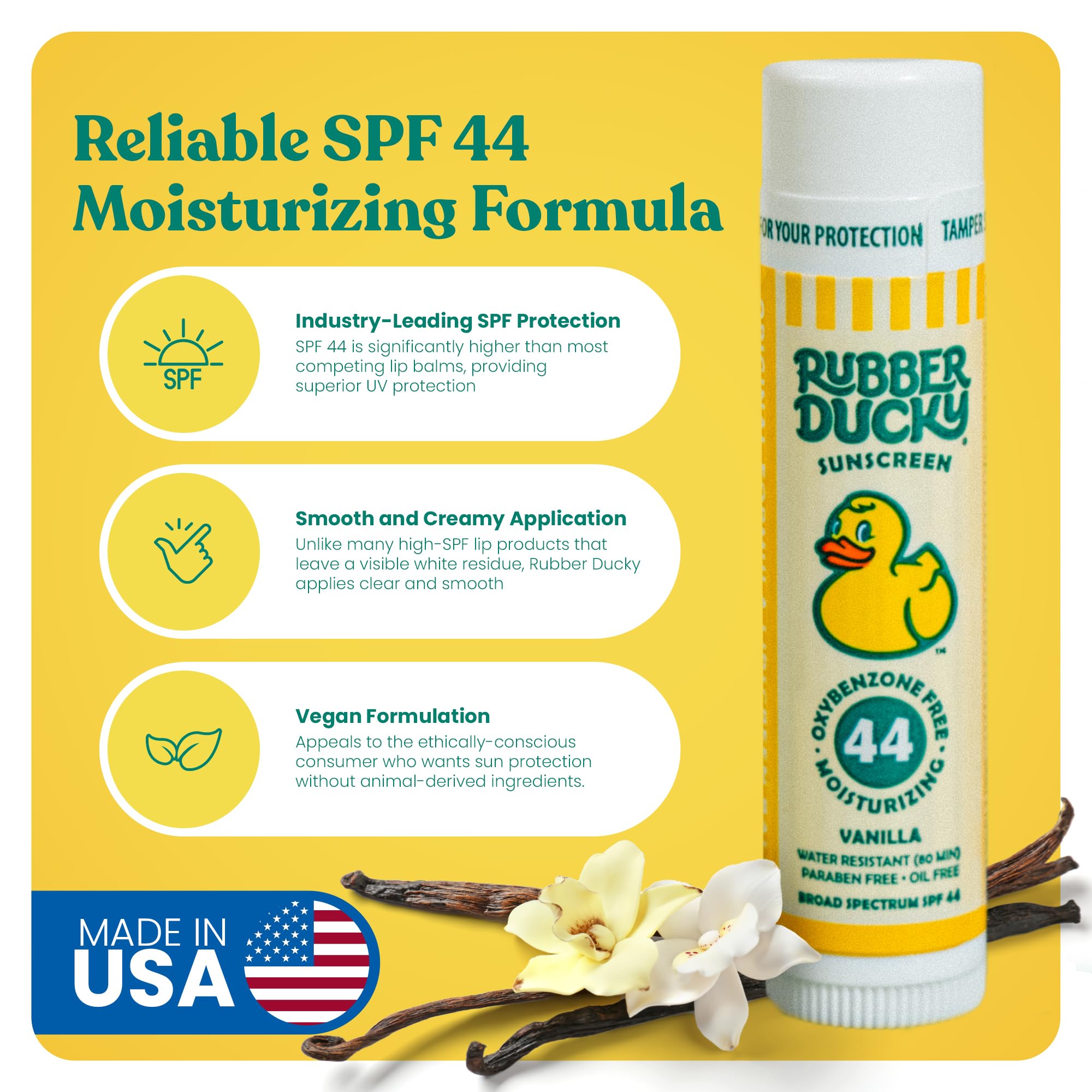 Rubber Ducky SPF 44 lip sunscreen stick packaging