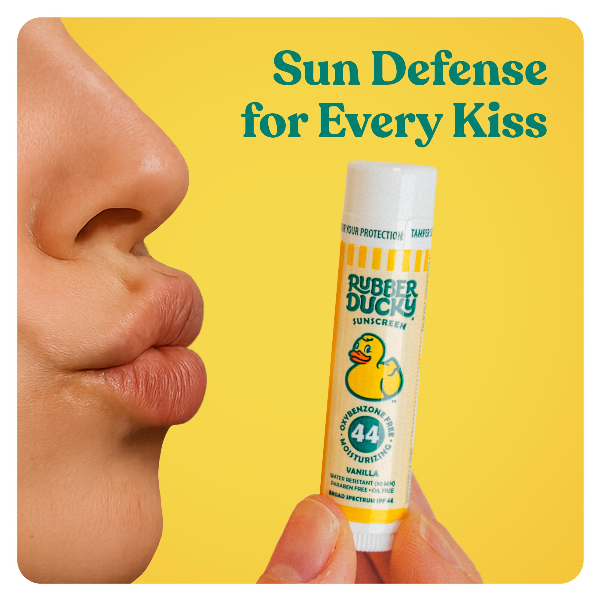 Side view of Rubber Ducky vegan lip balm tube