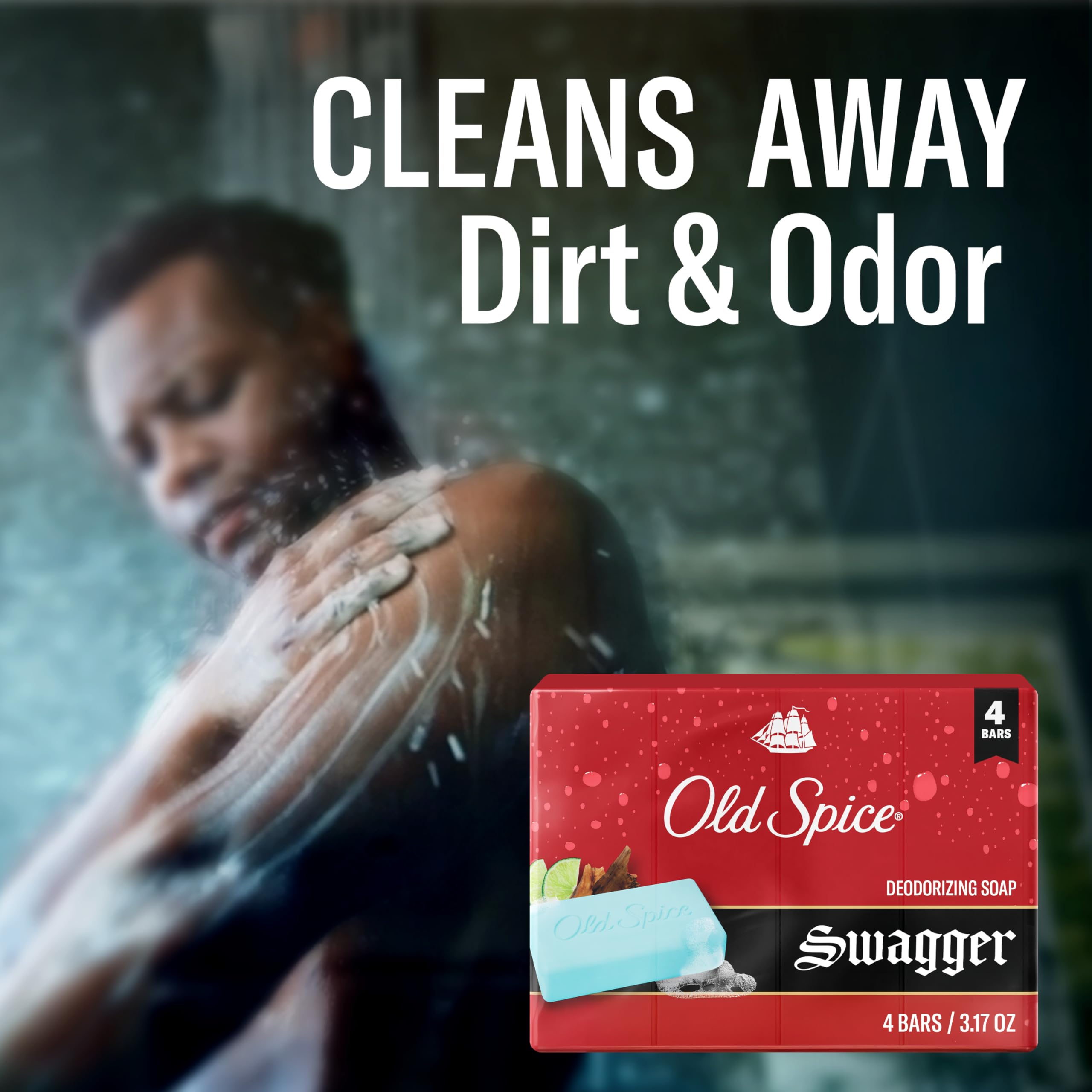 Old Spice four pack deodorizing body soap bars close up
