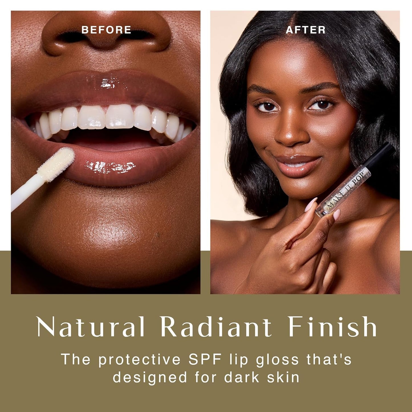 Black Girl Sunscreen Make It Pop lip gloss clear texture swatch