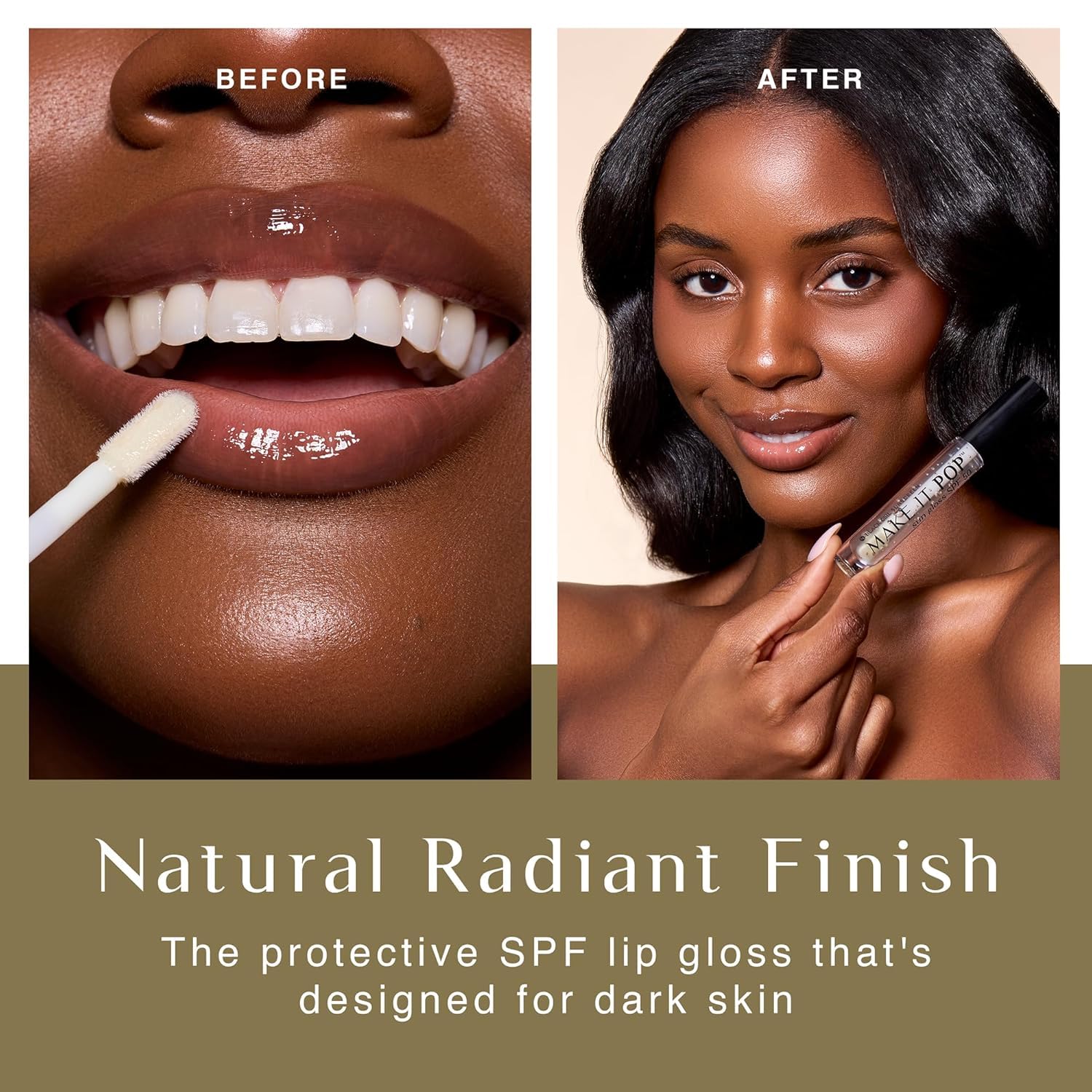 Black Girl Sunscreen Make It Pop lip gloss clear texture swatch