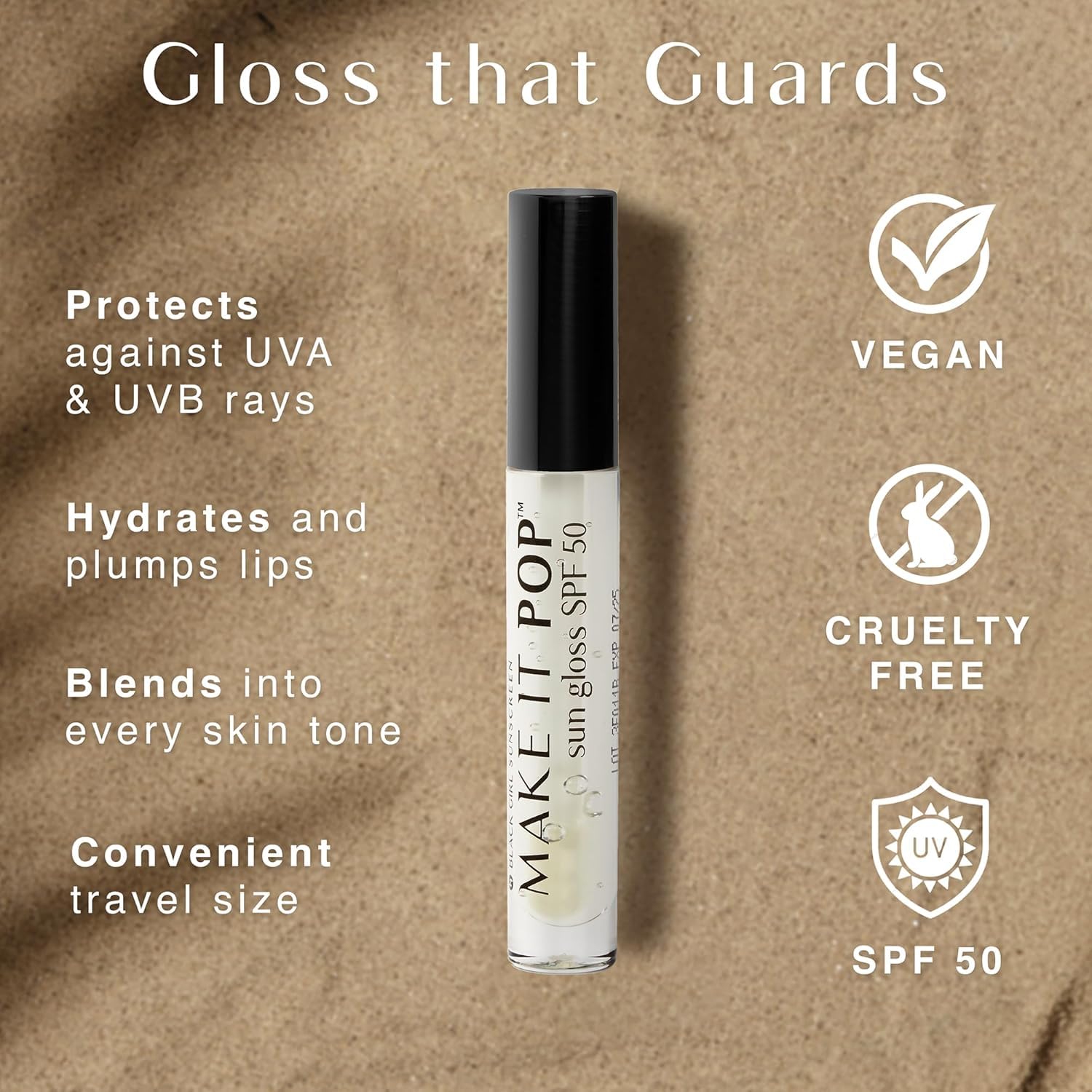 Black Girl Sunscreen lip gloss SPF 50 tube packaging