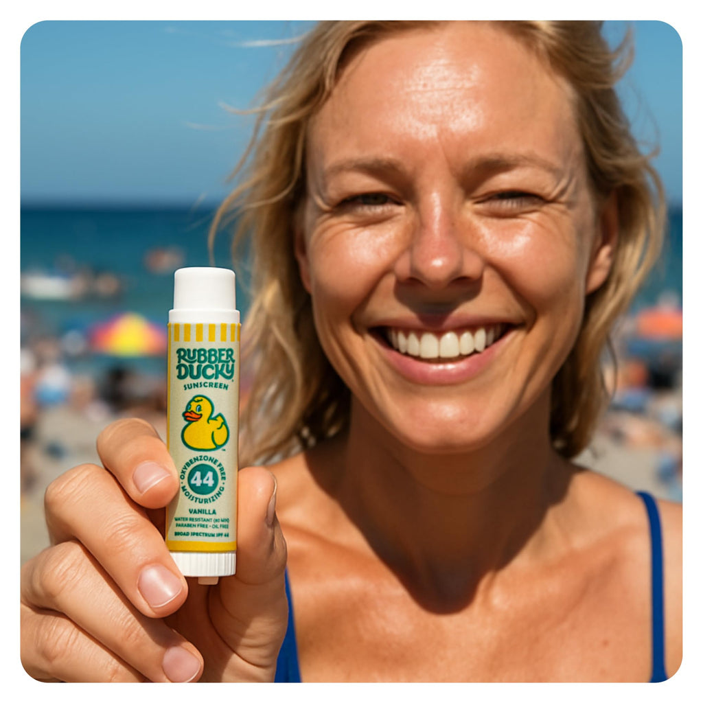 Complete packaging view of Rubber Ducky SPF 44 lip care product