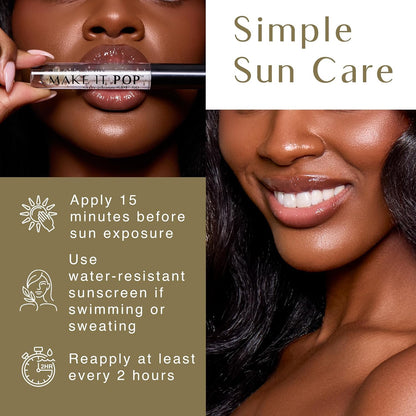 Close up of Black Girl Sunscreen SPF 50 lip gloss wand