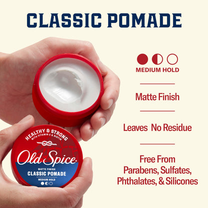 Man styling hair using Old Spice Classic Pomade