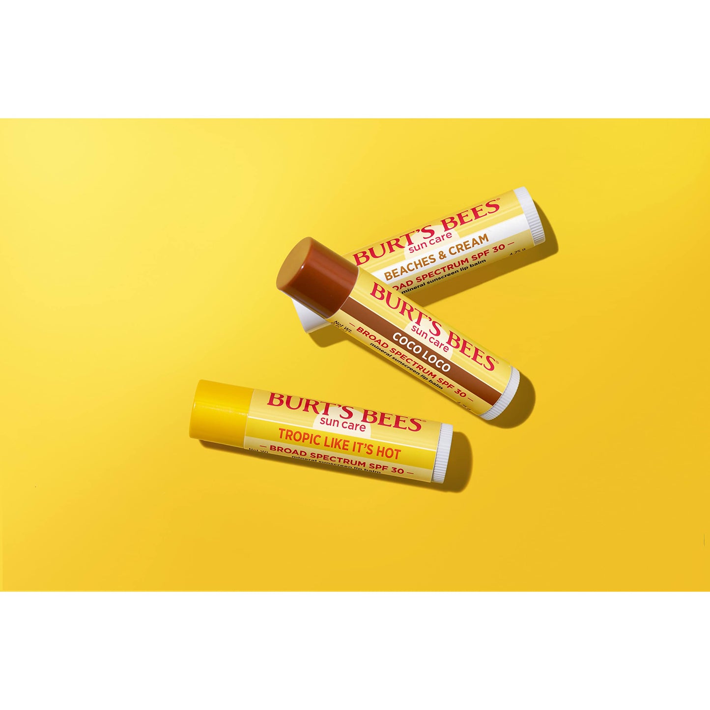 Burt's Bees Island Getaway multipack unboxed to show all three natural origin sun defense tubes