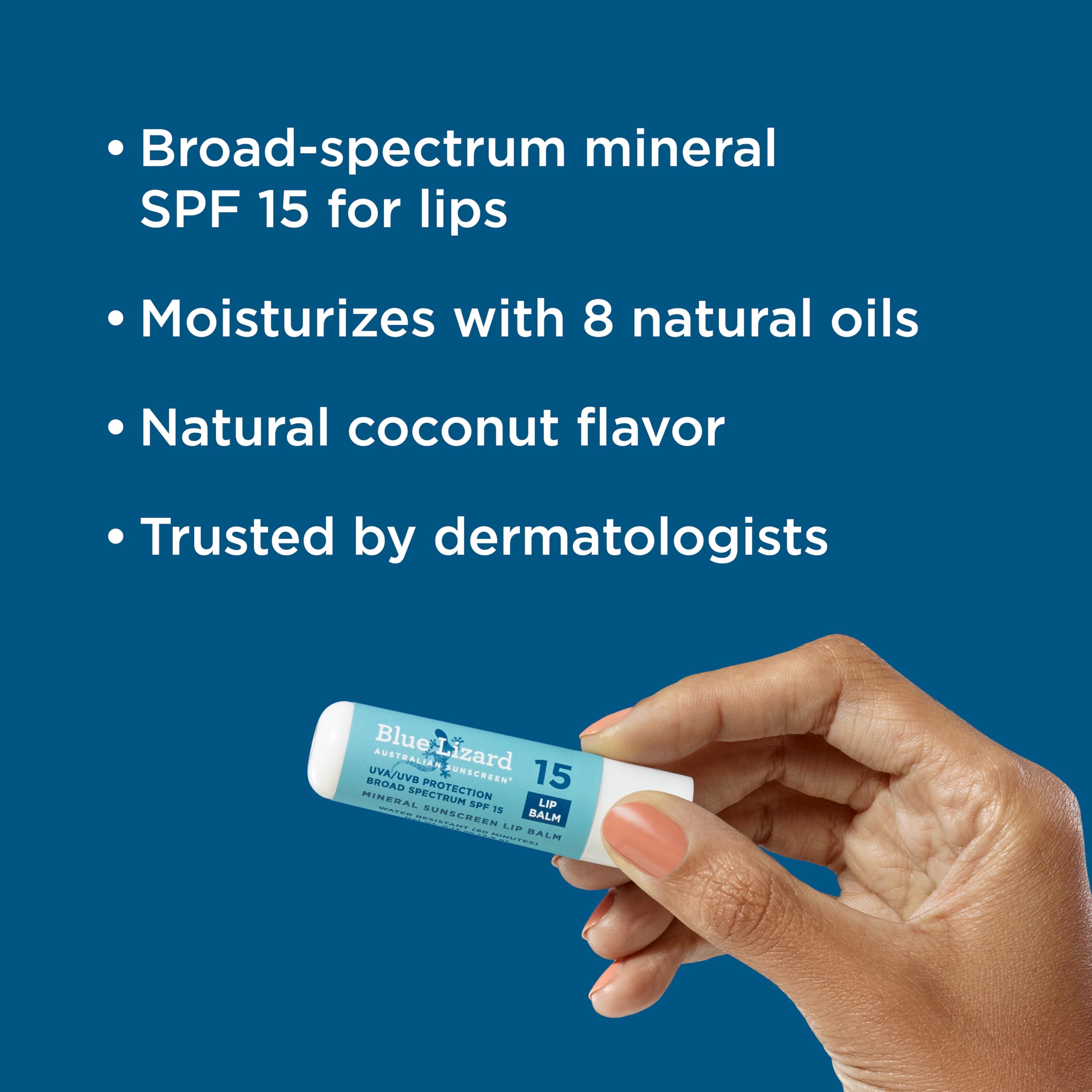 Three tubes of Blue Lizard coconut flavored lip balm