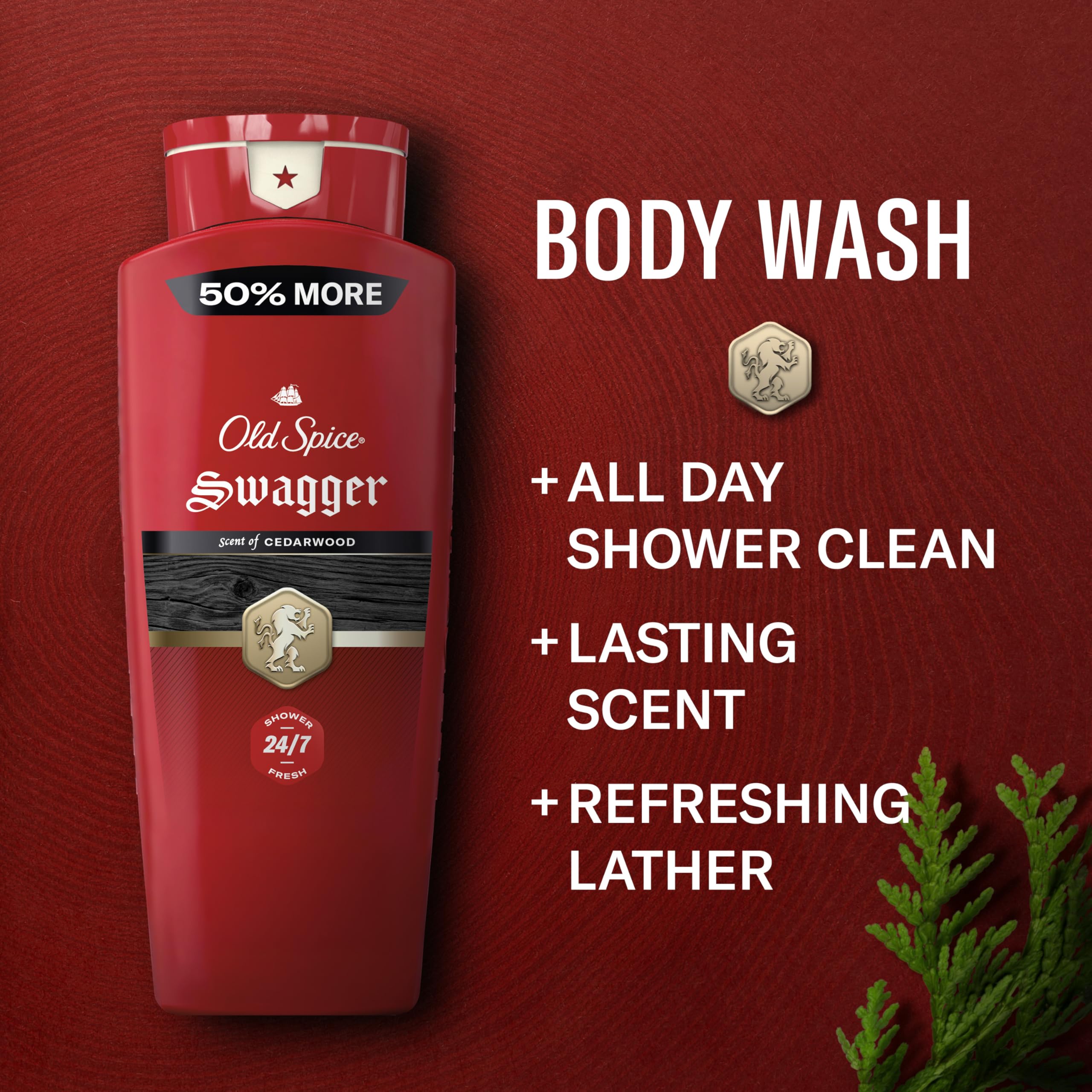 Two bottles of Old Spice Swagger Cedarwood body wash
