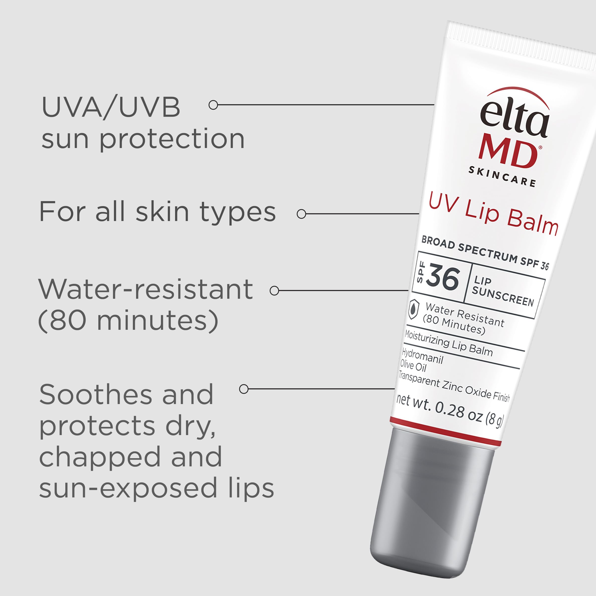EltaMD lip balm SPF 31 branding and size details