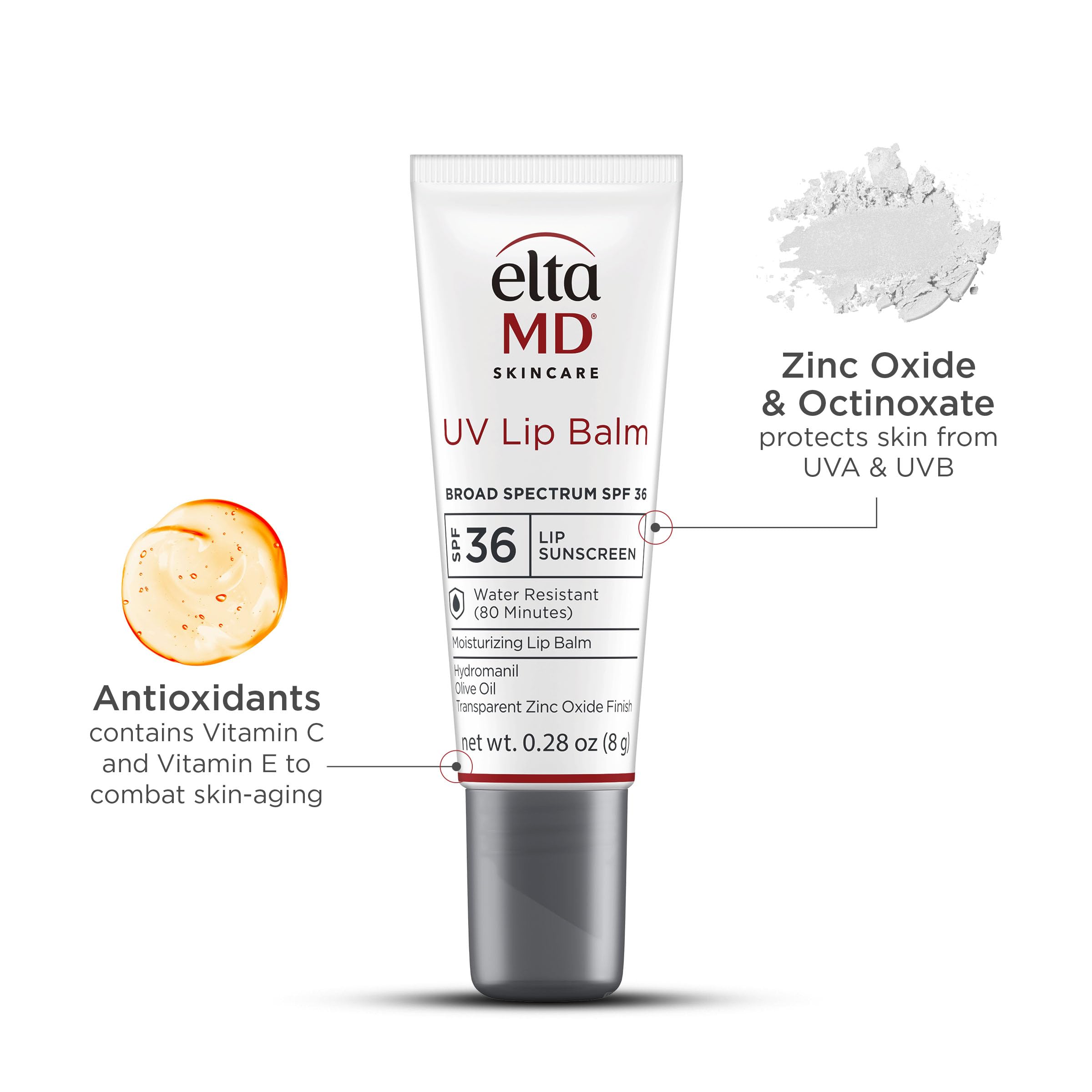 Transparent texture of EltaMD UV Lip Balm sunscreen