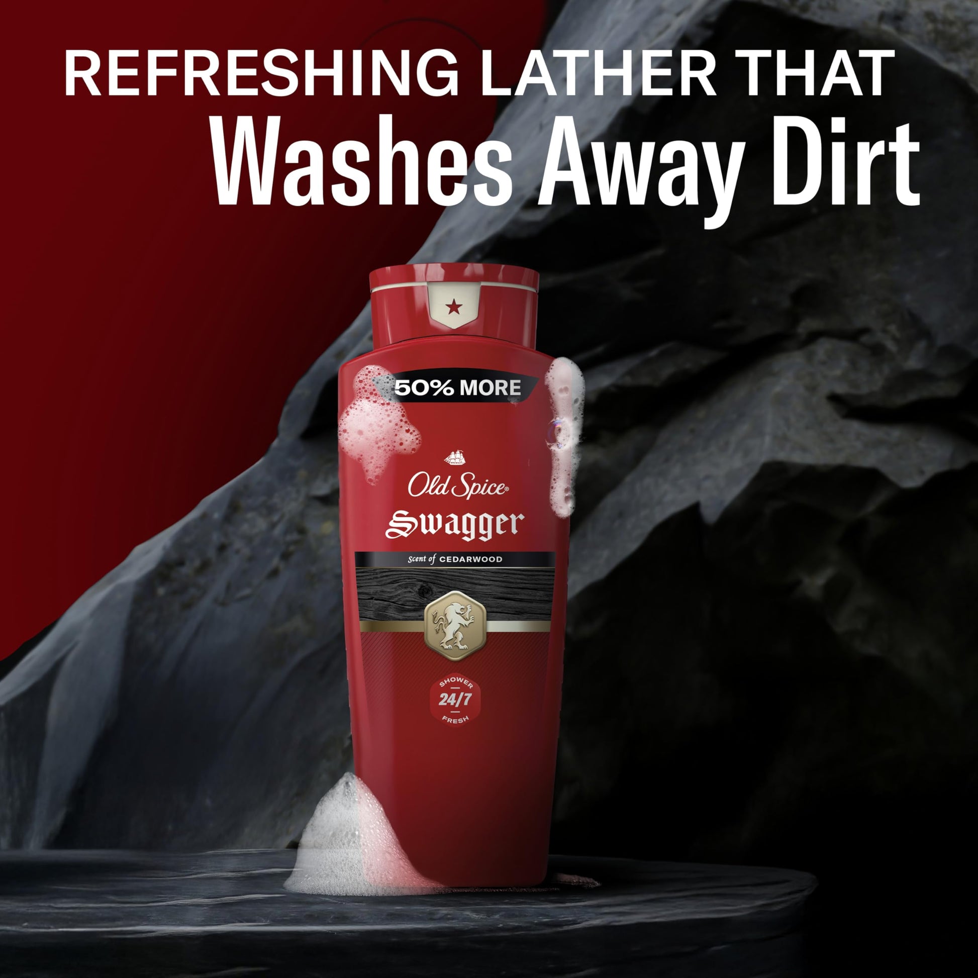 Texture and lather of Old Spice men's body wash