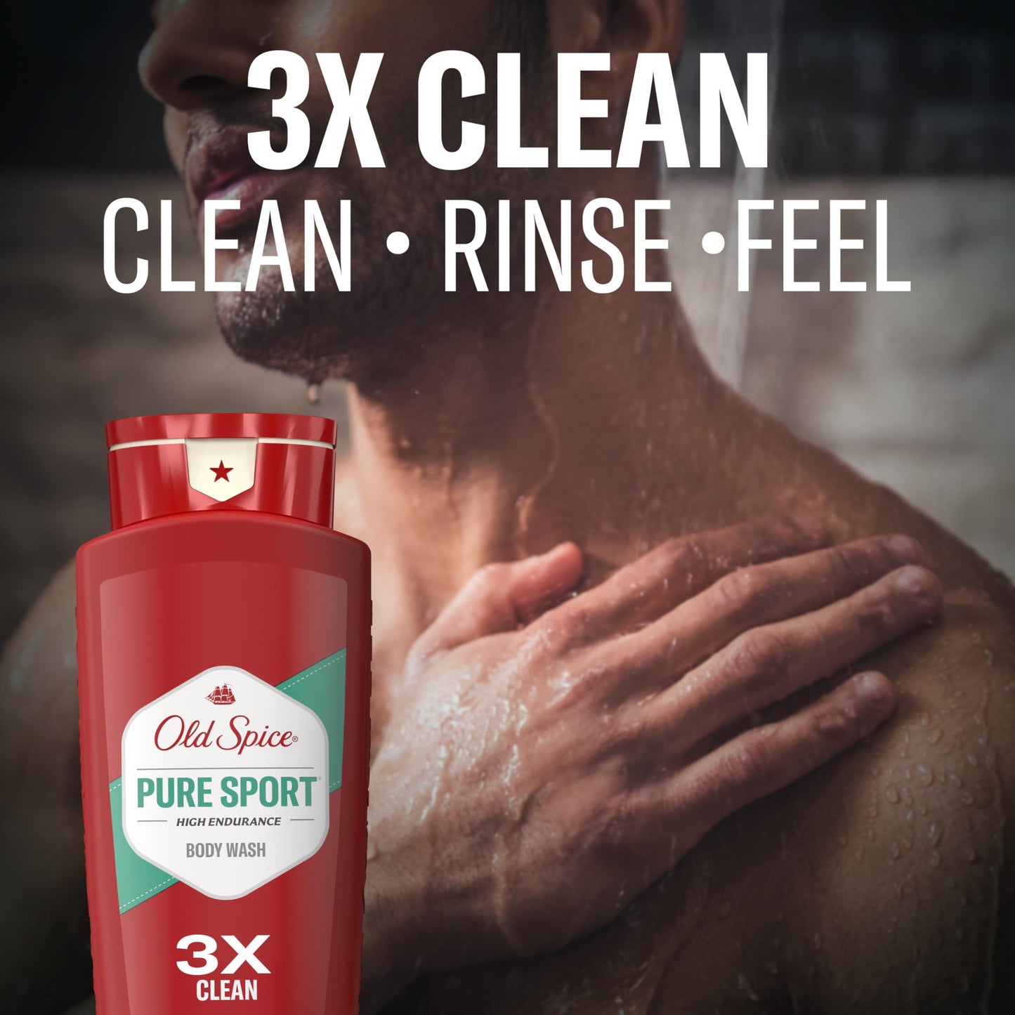 Old Spice Pure Sport shower gel twin pack packaging showcasing the vibrant authentic American design artwork.