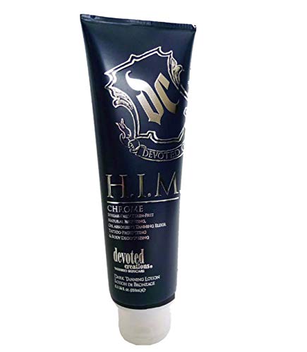 Devoted Creations H.I.M. Chrome tanning lotion packaging details