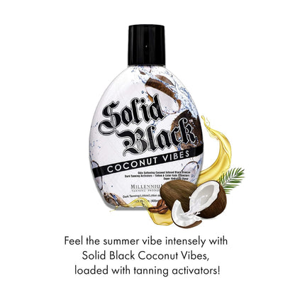 Close up of Millennium Tanning Solid Black branding