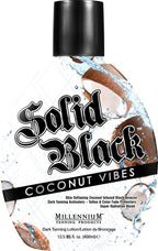 Millennium Tanning Solid Black Coconut Vibes Tanning Lotion lifestyle indoor setting