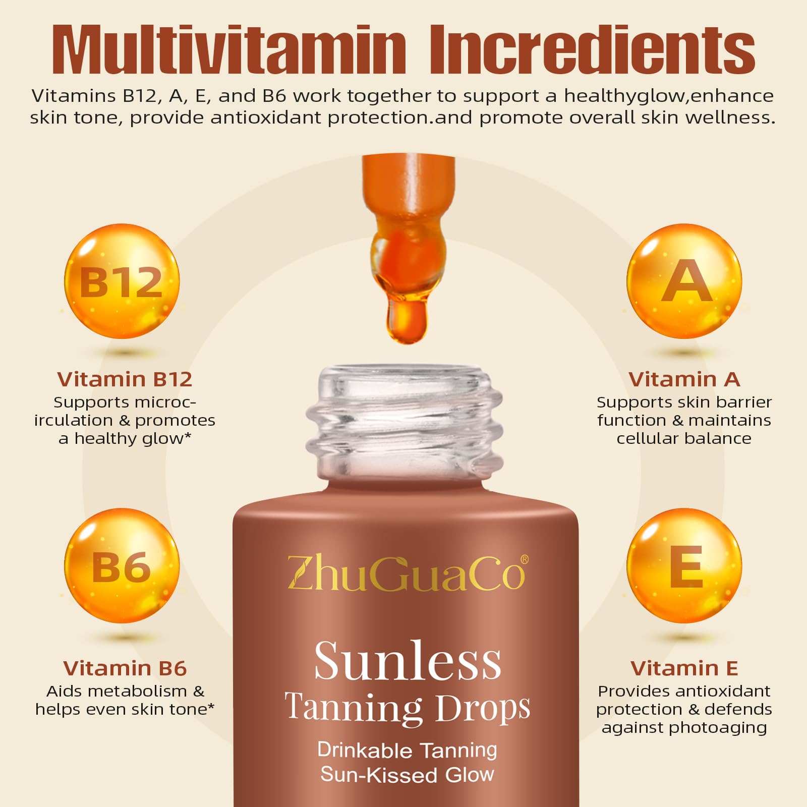 Applying ZhuGuaCo tanning drops into a glass of water