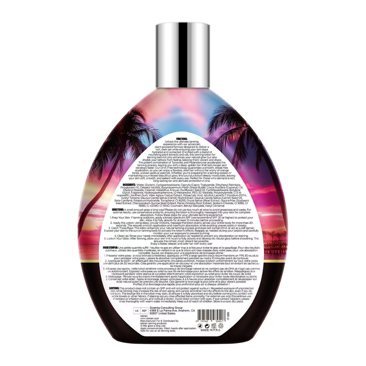 Isletan bronzing lotion packaging details