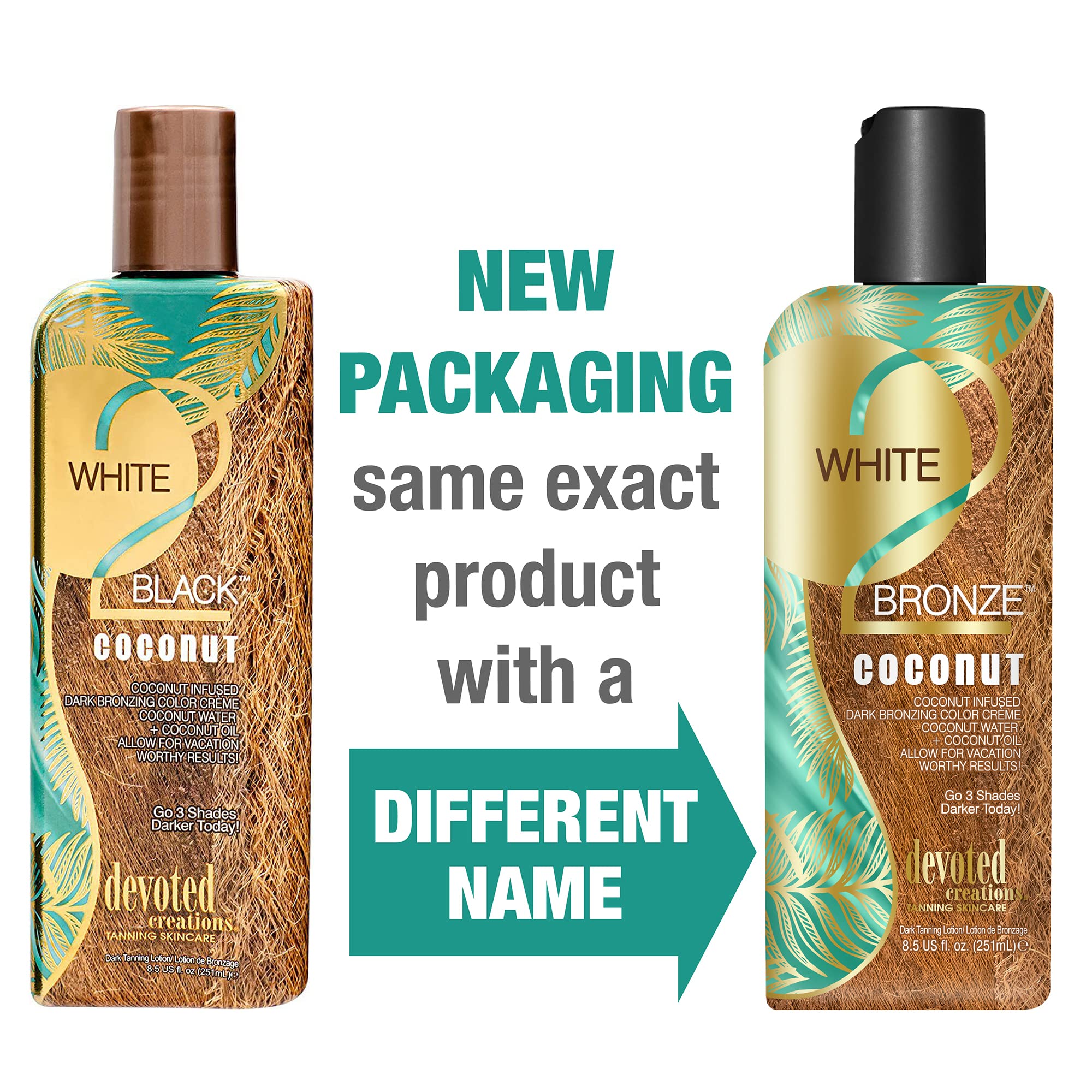 Authentic Devoted Creations White 2 Bronze coconut tanning lotion product label