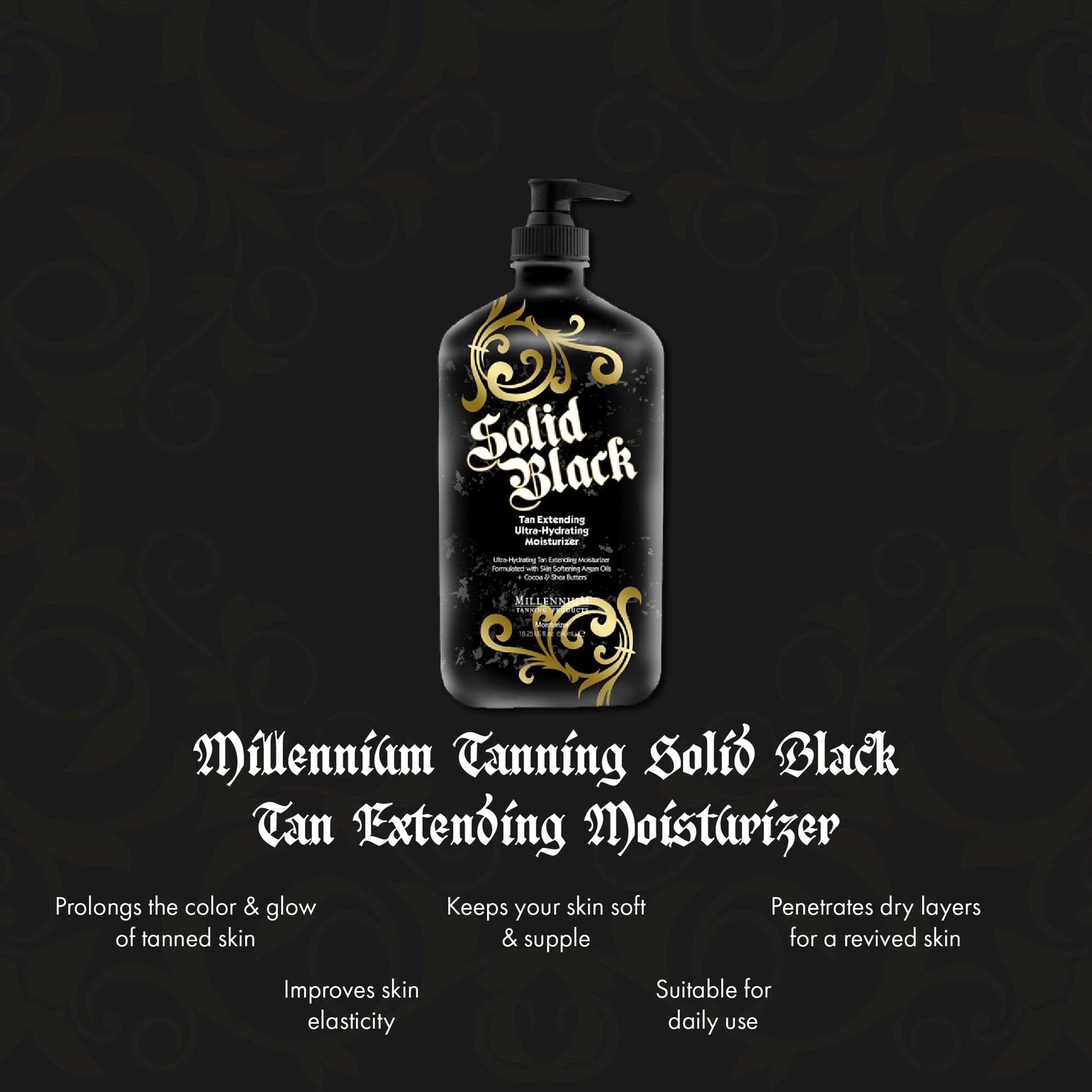 Close up of Bella Black 100X tanning lotion label details
