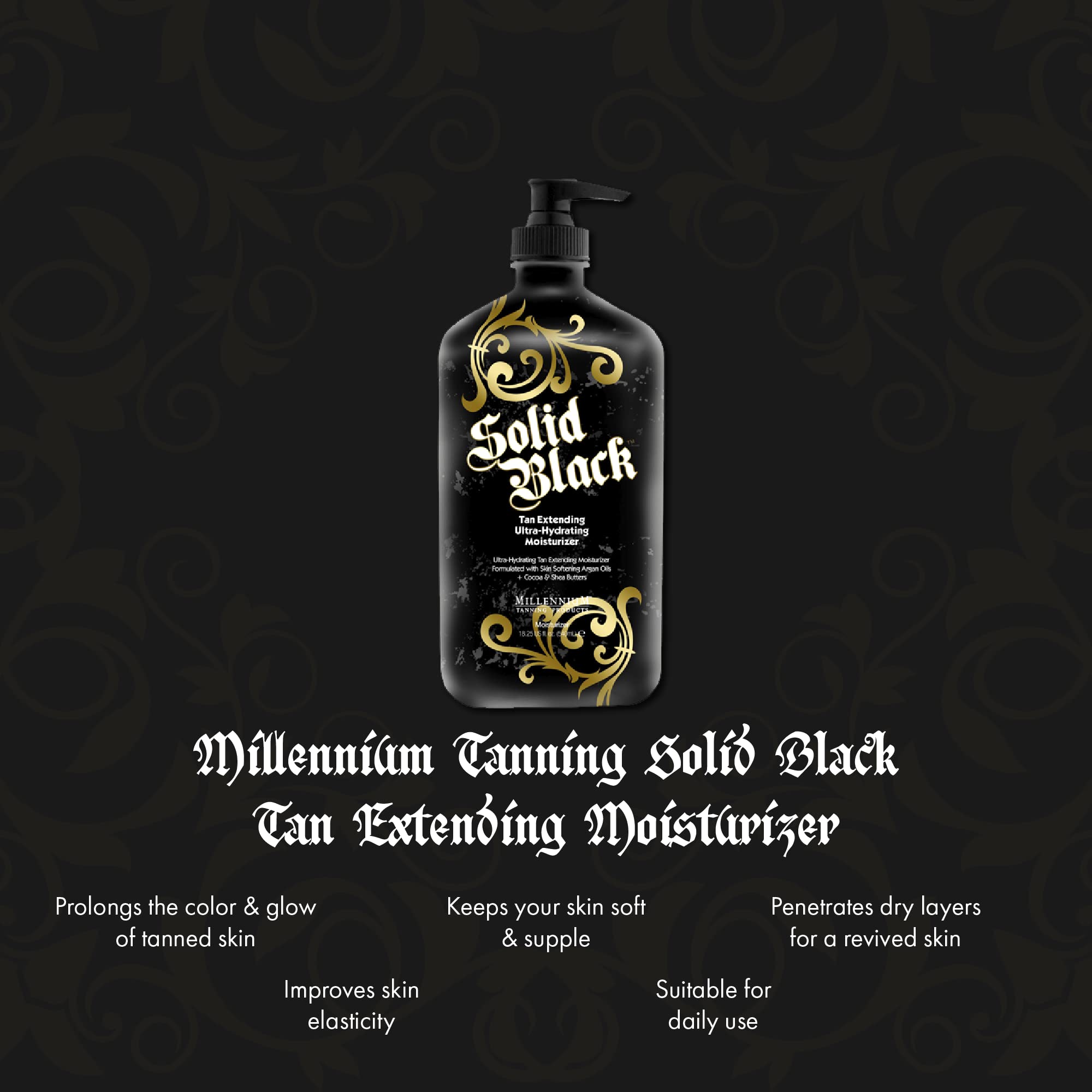 Close up of Bella Black 100X tanning lotion label details