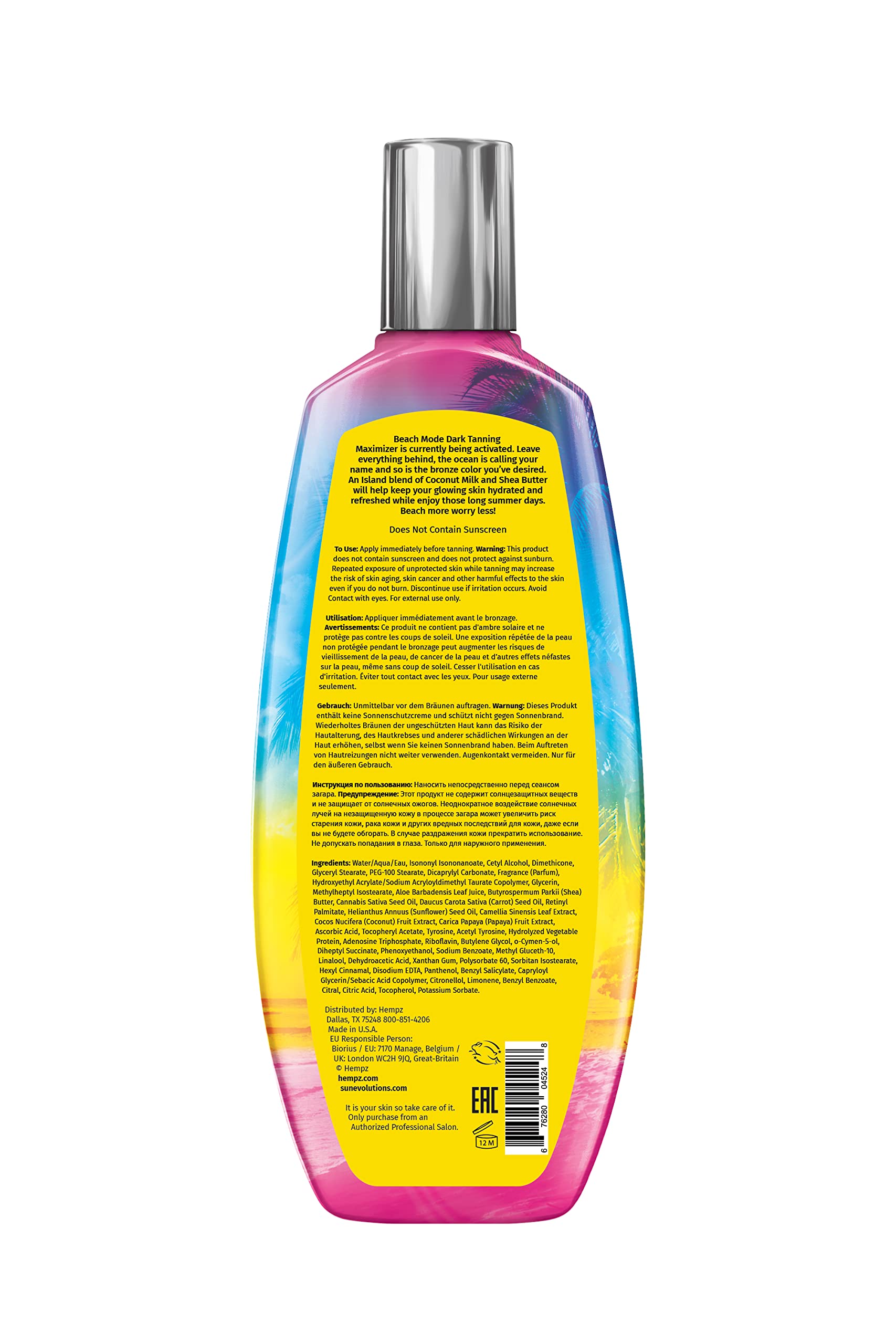 Hempz Beach Mode tanning lotion 8.5 fluid ounce packaging