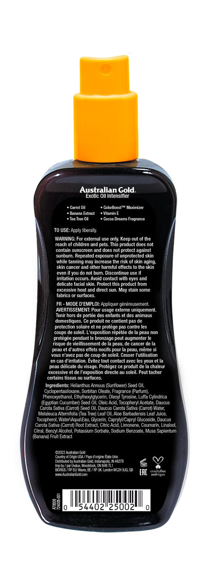 Australian Gold tanning oil with carrot extract spray bottle