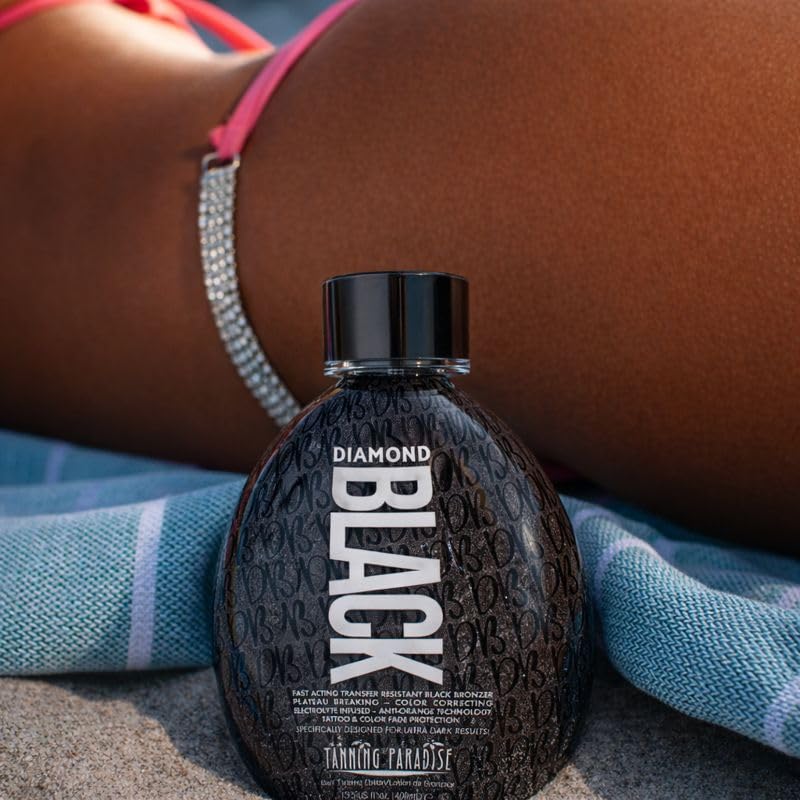 Close up of Tanning Paradise Diamond Black label branding