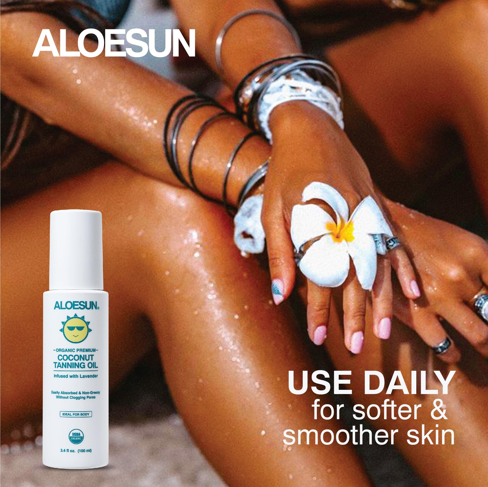 Aloesun coconut tanning oil texture demonstration on skin