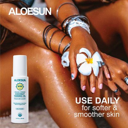 Aloesun coconut tanning oil texture demonstration on skin