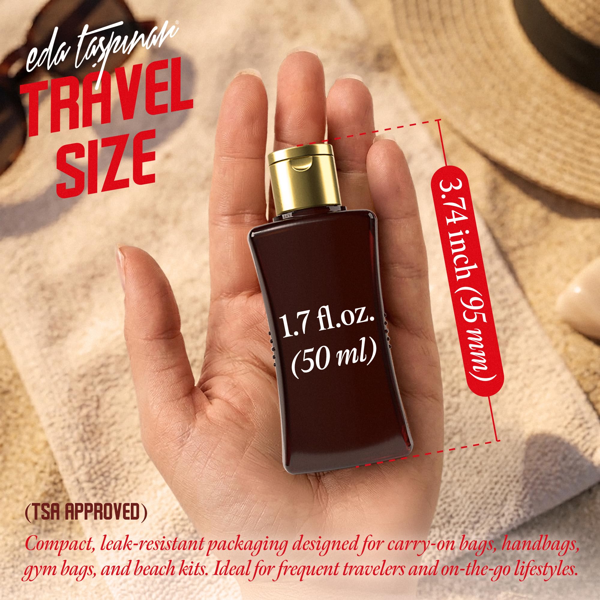 Two bottles of Eda Taspinar fast bronzing oil travel size