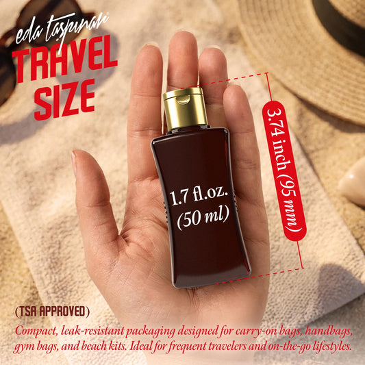 Two bottles of Eda Taspinar fast bronzing oil travel size