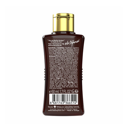 Eda Taspinar 50 milliliter tanning oil bottles product shot
