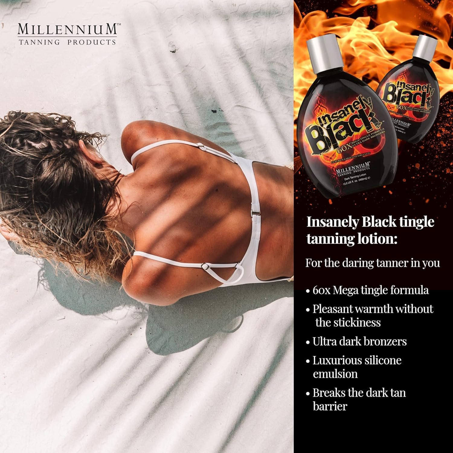 Millennium Tanning 60x mega tingle lotion branding