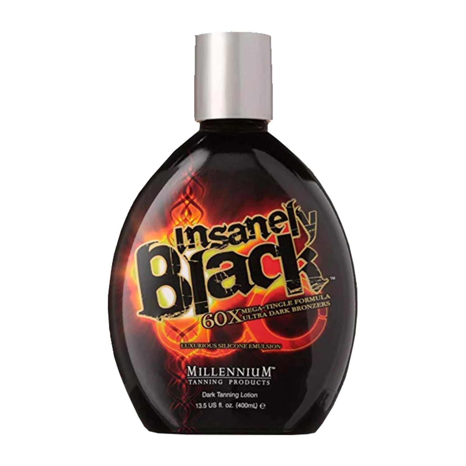 Back label of Millennium Tanning Insanely Black 60x