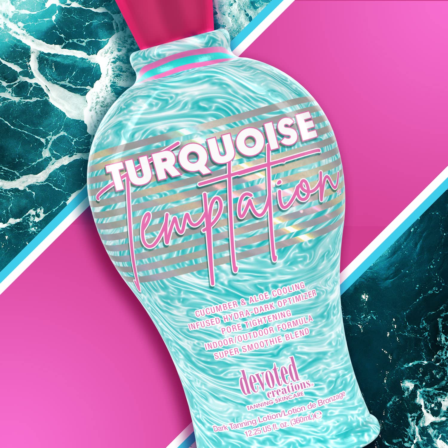 Authentic USA imported Devoted Creations tanning lotion bottle.