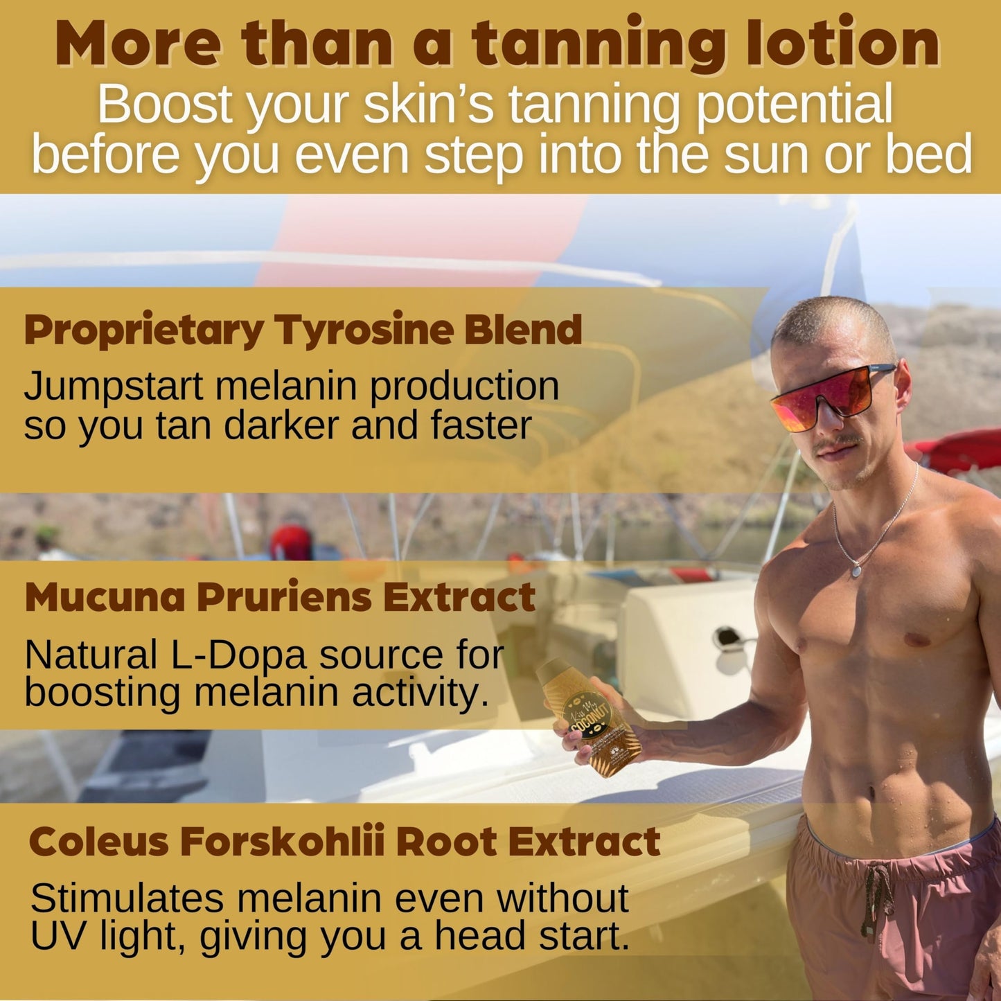 Brand label and ingredients of Elegant Sun Kiss My Coconut