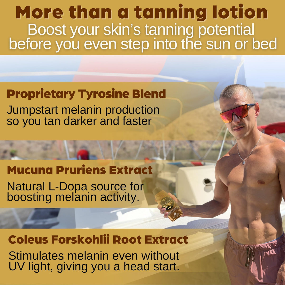 Elegant Sun golden tan intensifier bottle outdoors