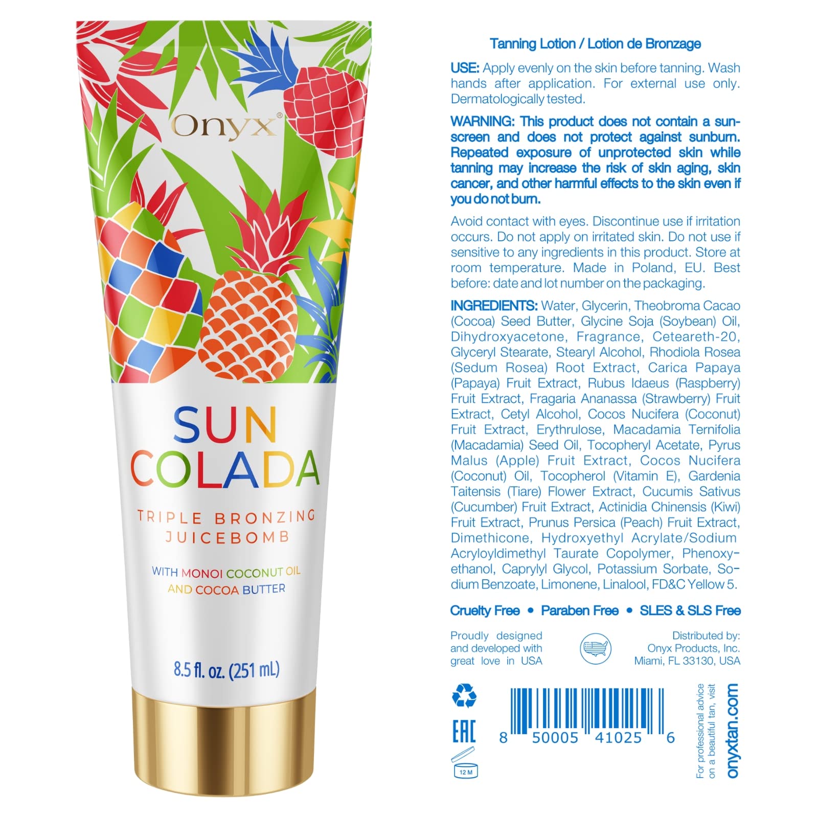 Onyx Suncolada tanning accelerator bottle studio shot
