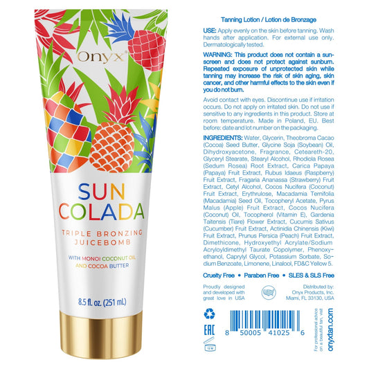 Onyx Suncolada tanning accelerator bottle studio shot