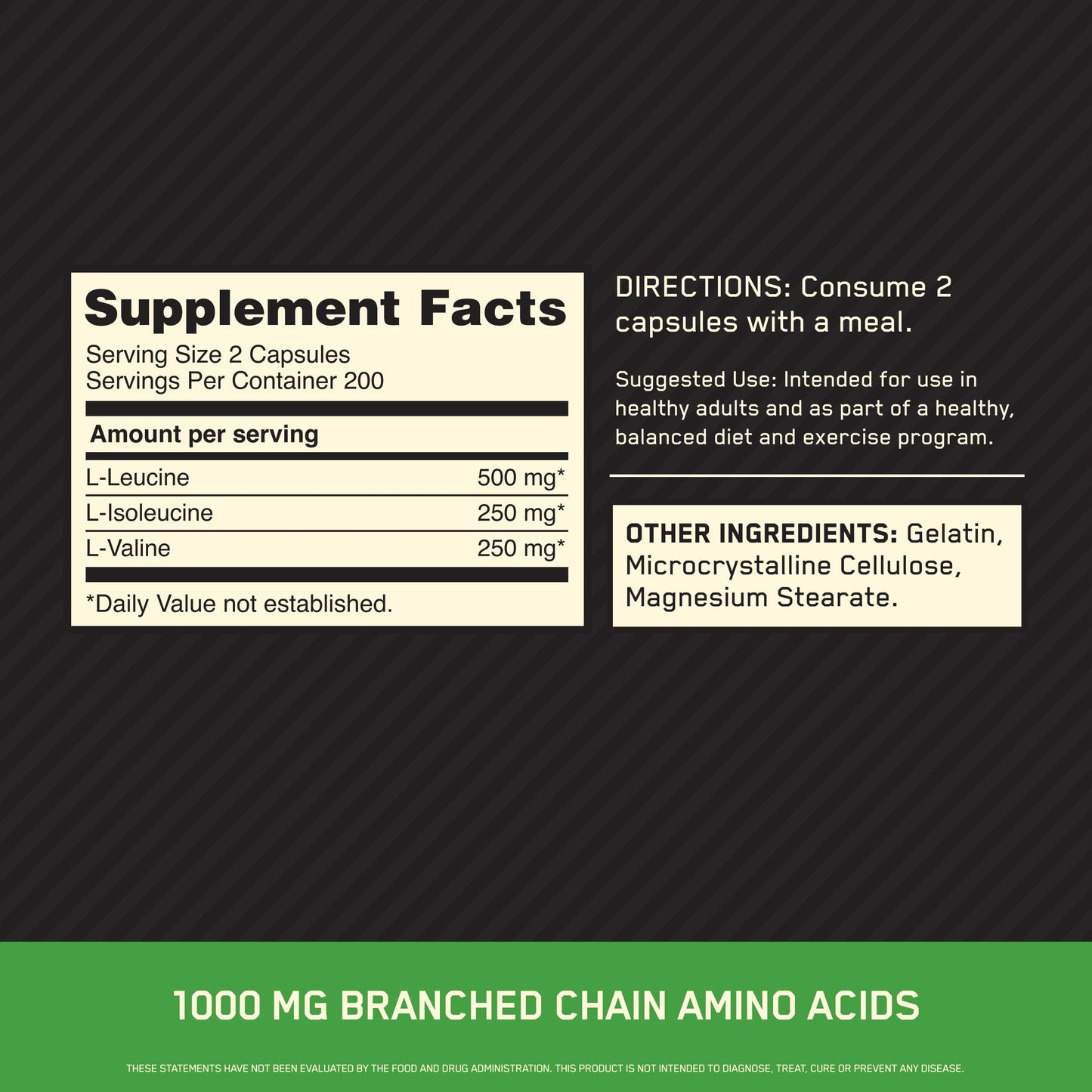 Optimum Nutrition branched chain amino acids keto friendly supplement nutrition facts
