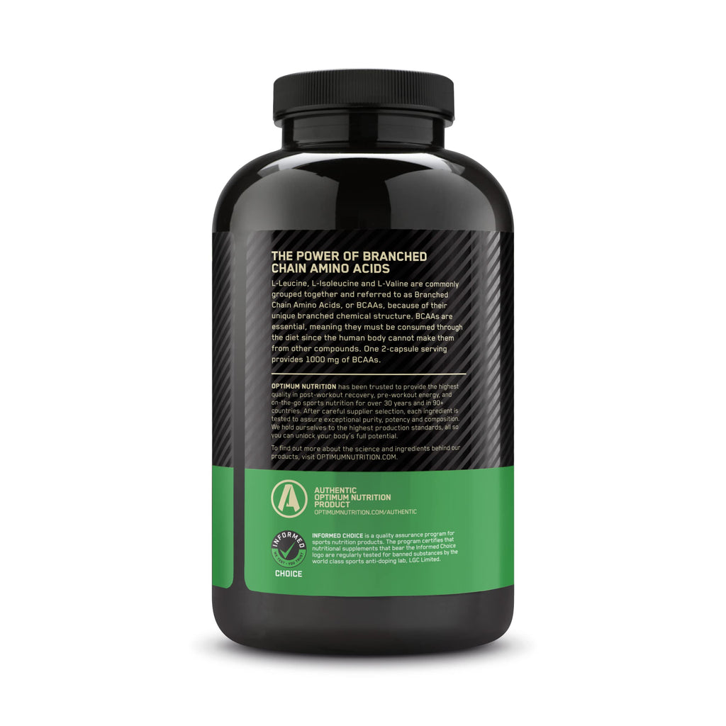 Optimum Nutrition BCAA 1000 supplement facts panel