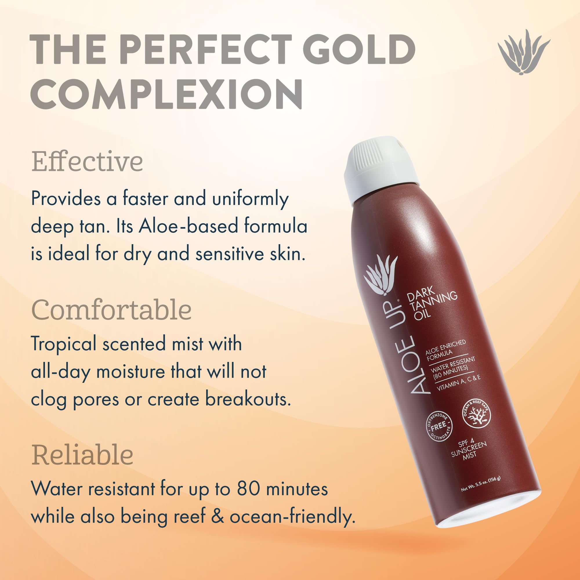 Aloe Up tanning oil continuous spray packaging details