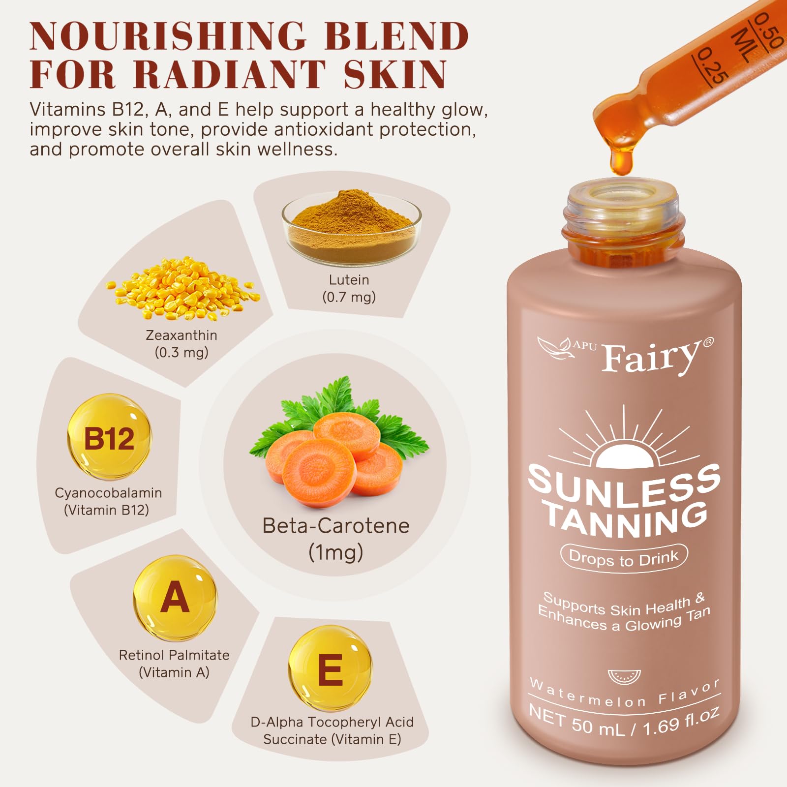 Gogiftgo tanning drops label details and branding